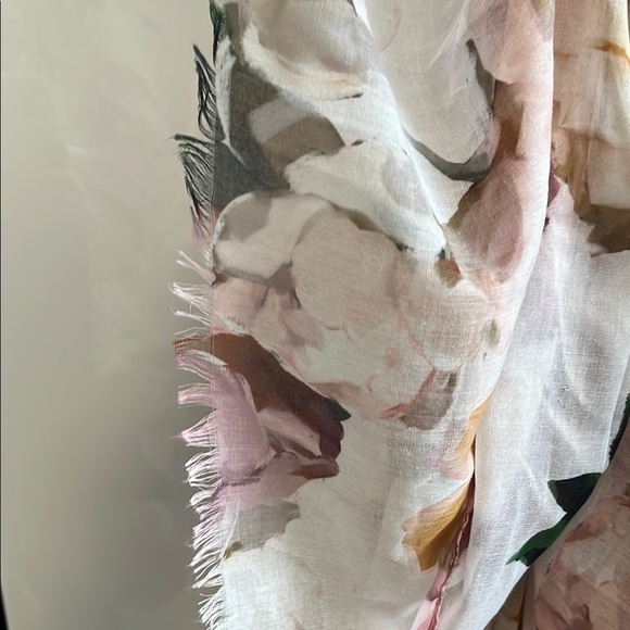 NWOT Indigo Cream Oversized Scarf Wrap Floral Pink Yellow Orange - Picture 8 of 10